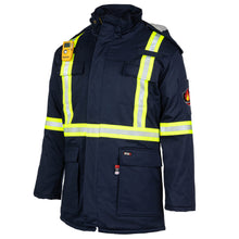 Load image into Gallery viewer, Proactive FR Flame Resistant Hi Visability Insulated Parka Jacket -NAVY